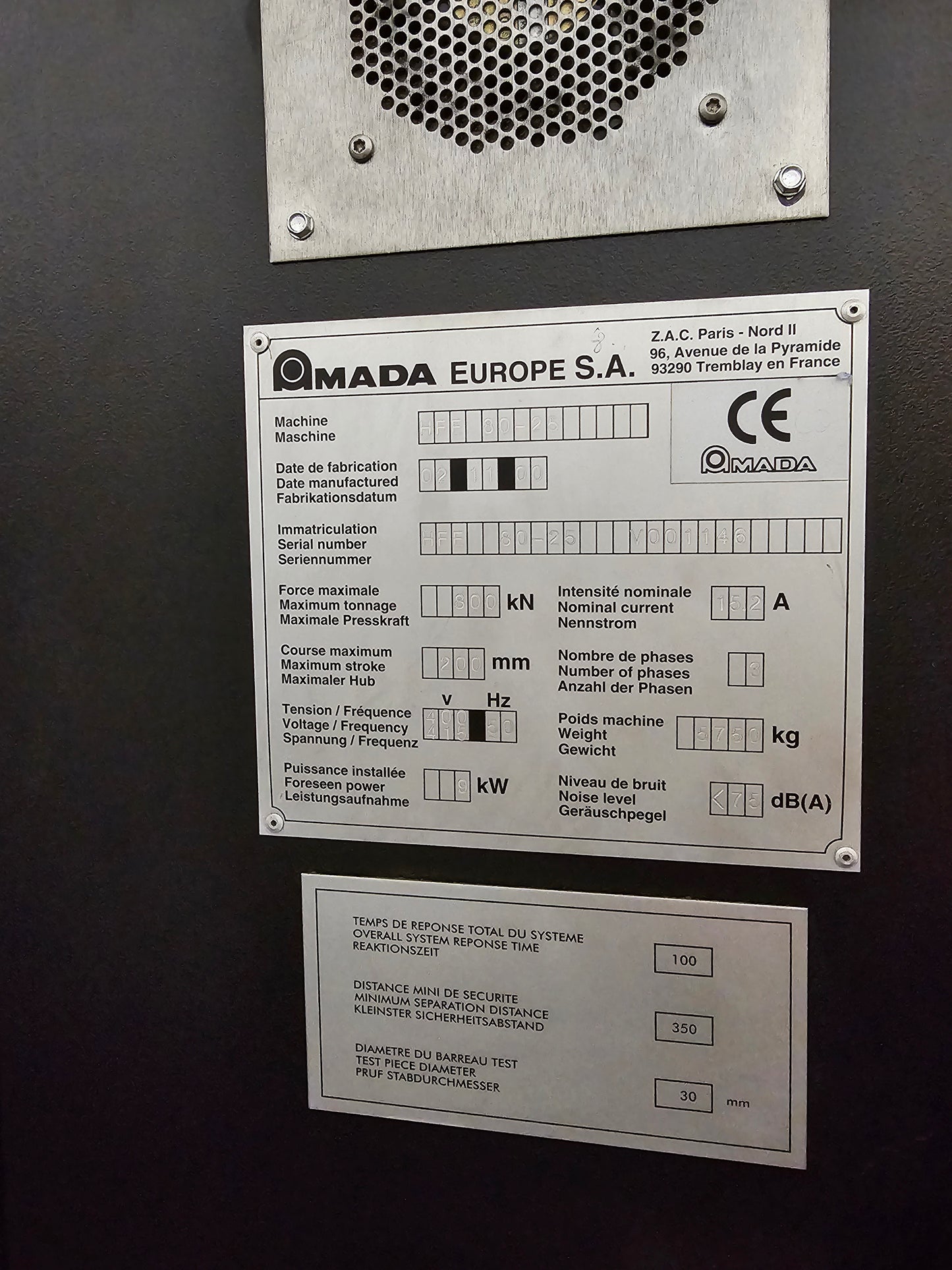 Amada HFE 80-25, vintage 2000, Press Prake machine