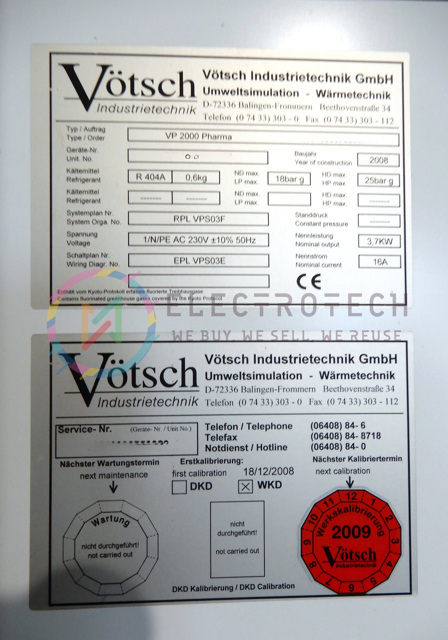 Vötsch VP2000 Pharma, climate chamber, vintage 2008
