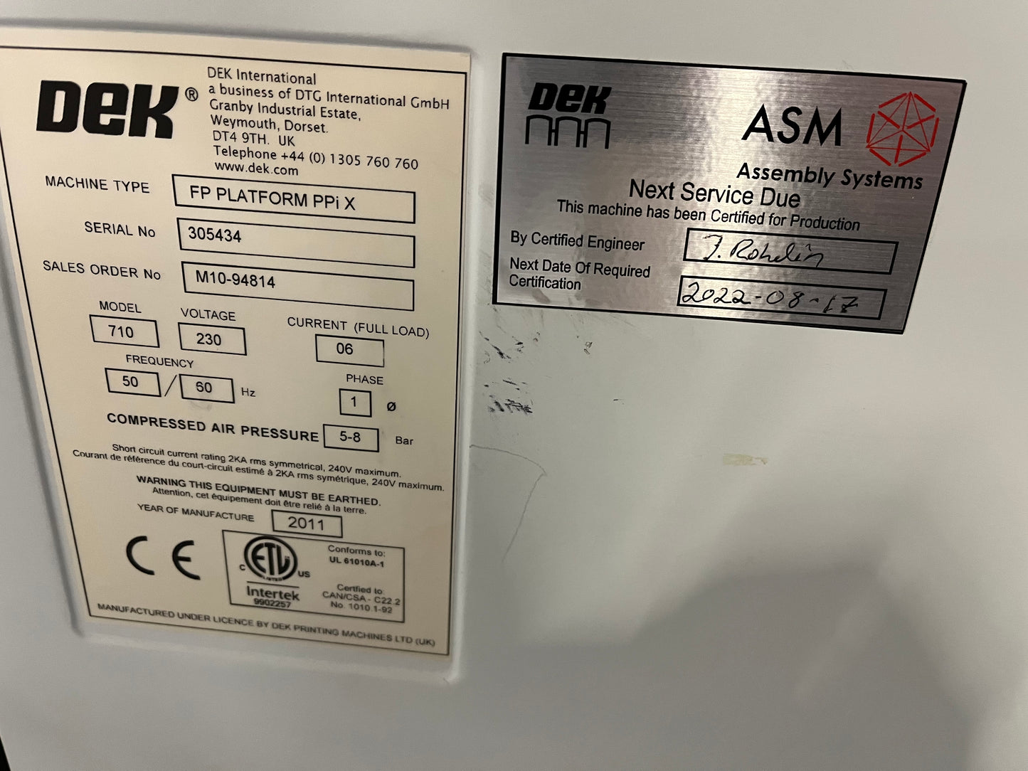 PIATTAFORMA DEK FP PPi X, annata 2011, serigrafica