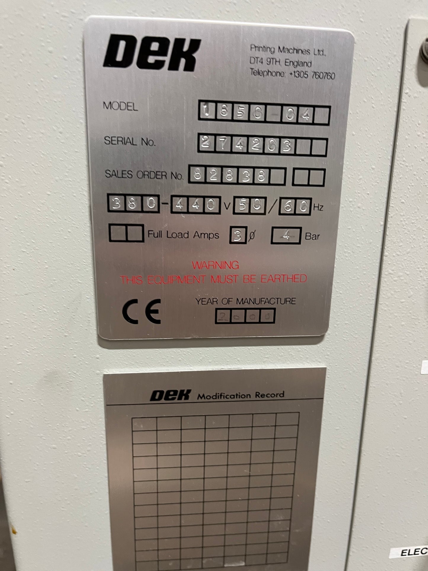 DEK 1850, vintage 2000, pulitore per stencil