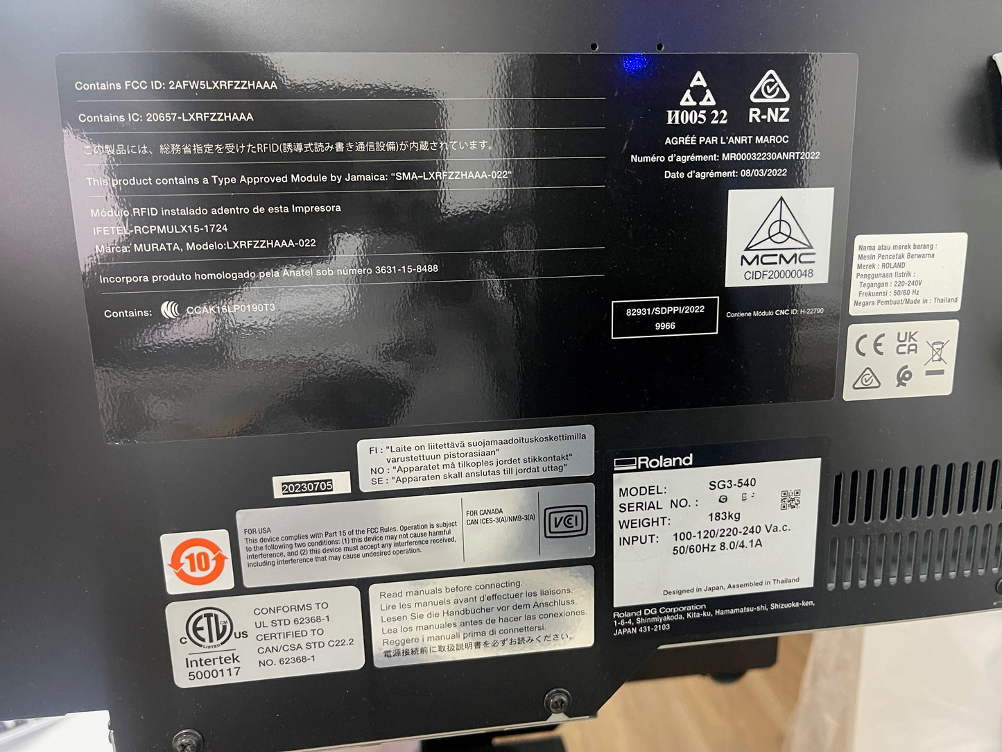 Eco-Solvent printer Roland SG3-540, vintage 2024