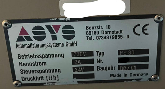 ASYS PS30 cooling buffer, vintage 2001