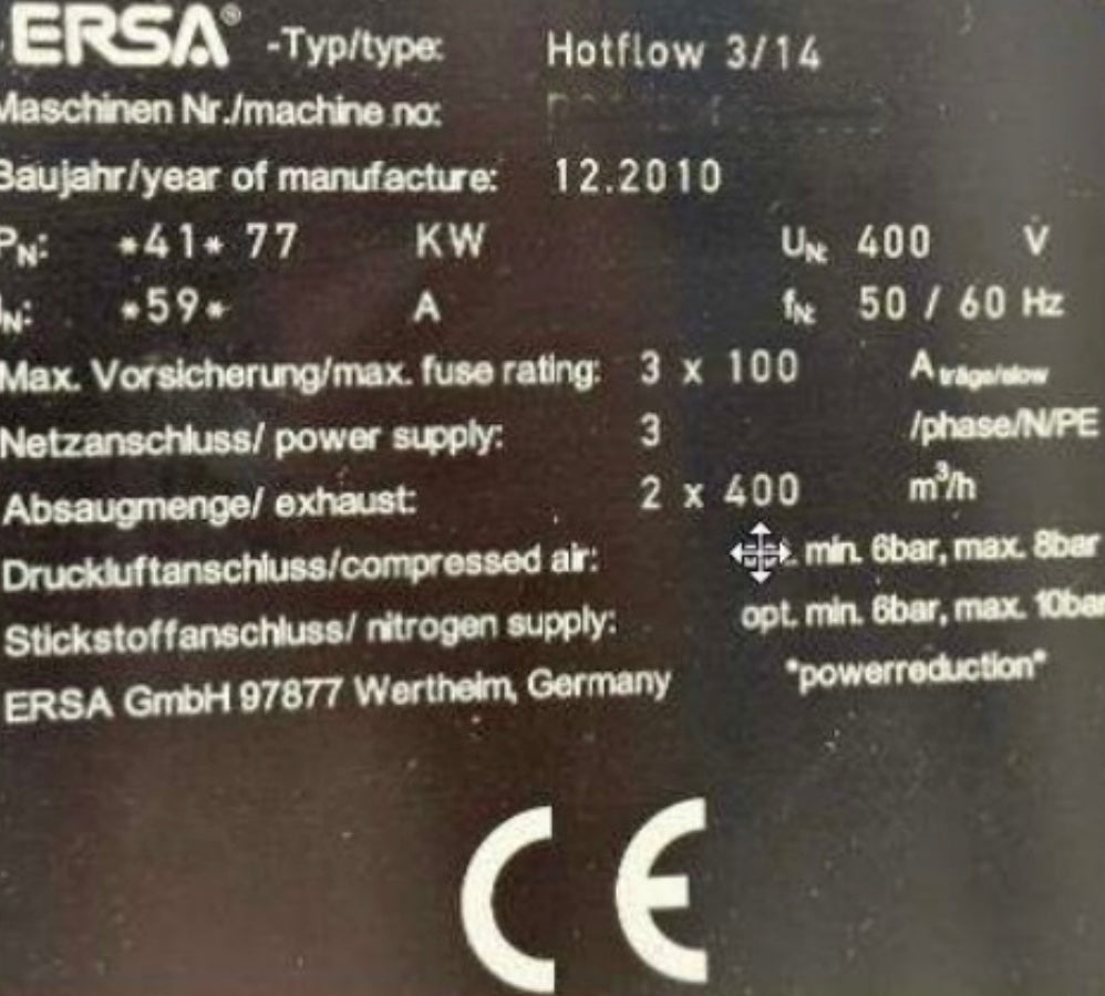 ERSA 3/14, reflow oven, vintage 2010, Europe