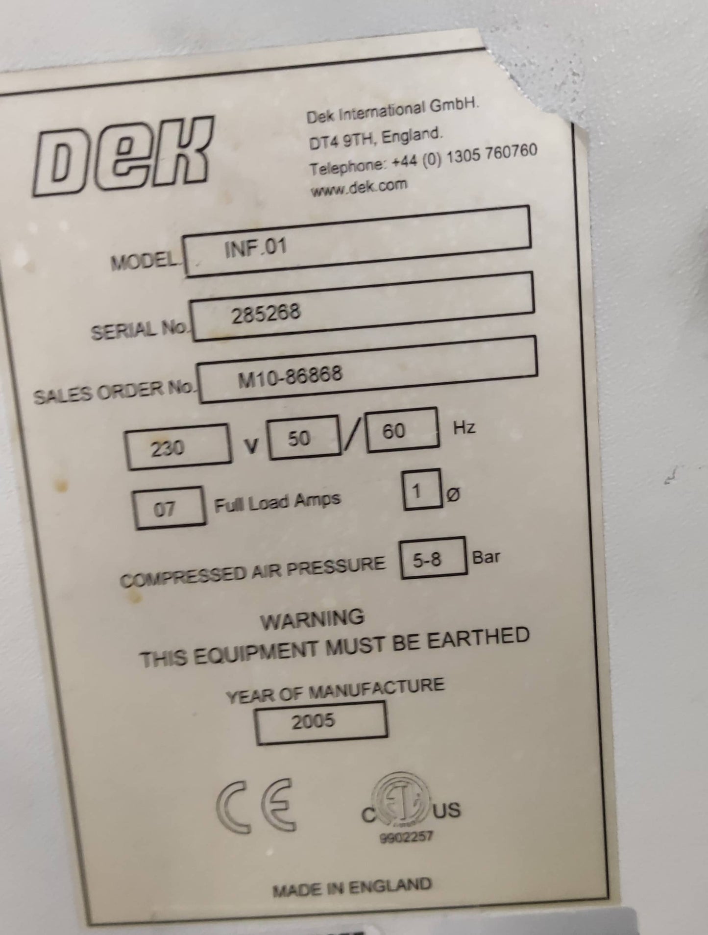 DEK INF.01, annata 2005